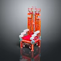 Pixel Art Single Chair With Orange Red Frame Decorative Backrest And White Armrests