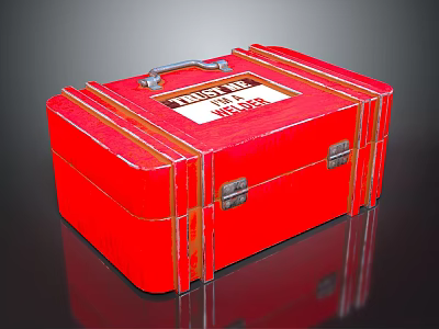 Red Tool Case For Daily Necessities With Work Case Label And Metal Locks 3d model