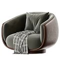 Cozy Floral Bird Print Armchair With Brown Leather Frame And Plaid Blanket