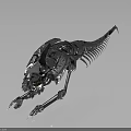 3D Artistic Character Metal Skeleton Creature With Intricate Silver Bone Structure