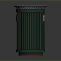 Architectural Style Green Metal Trash Bin Featuring Clean City Sign And Grid Top