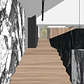 Contemporary Open Interior Design Featuring Marble Elements Wooden Ceiling And Modern Furniture