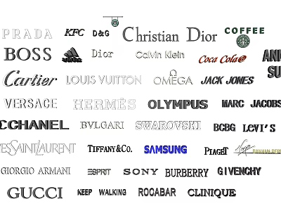 Stylish Wall Decor with Famous Brand Logos and Iconic Names 3d model