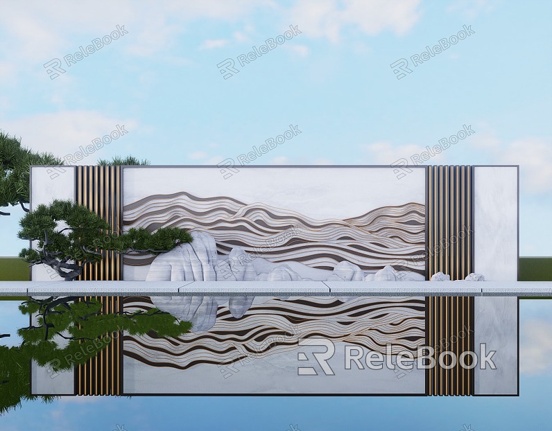 New Chinese style outdoor landscape background wall model