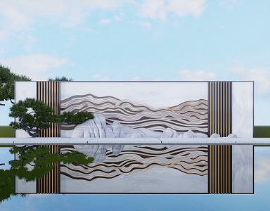 New Chinese style outdoor landscape background wall 3d model