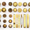 Gold Cabinet and Drawer Handles With Various Decorative Designs and Styles