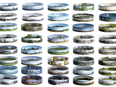 Diverse Circular Garden Landscape Design Concepts With Natural And Urban Elements 3d model