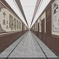 Chinese Style Elevator Hallway With Traditional Chinese Medicine Culture Paintings Wooden Walls And Marble Floors