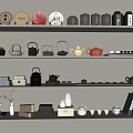 Elegant Tea Sets Display With Various Teapots Teacups And Canisters On Shelves
