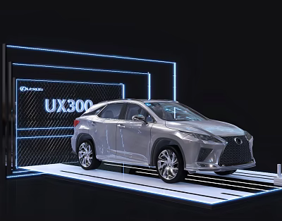 Lexus UX300 Silver SUV on Modern Display Platform with Blue Lighting 3d model Lexus UX300 Silver SUV on Modern Display Platform with Blue Lighting 3d model