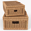 Natural Style Wall Decor With Stacked Wicker Storage Boxes And Leather Straps 3d model