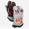 Red Black Silver Tactical Gloves With Stripe Design And Metal Accents