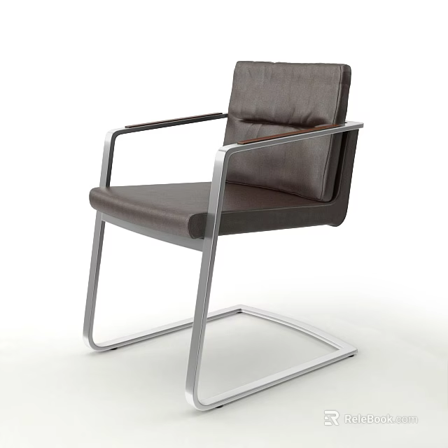 Modern Leather Office Chair With Metal Frame And Sleek Armrests Design 3d model 