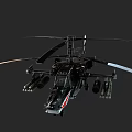 Black Military Helicopter Featuring Twin Rotors And Mounted Weapons