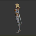 Fantasy Female Warrior With Golden Hair And Ornate Red Gold Armor