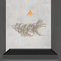 Elegant Golden Fern Leaf Shaped Hanging Pendant With Light Shadow On Interior Wall