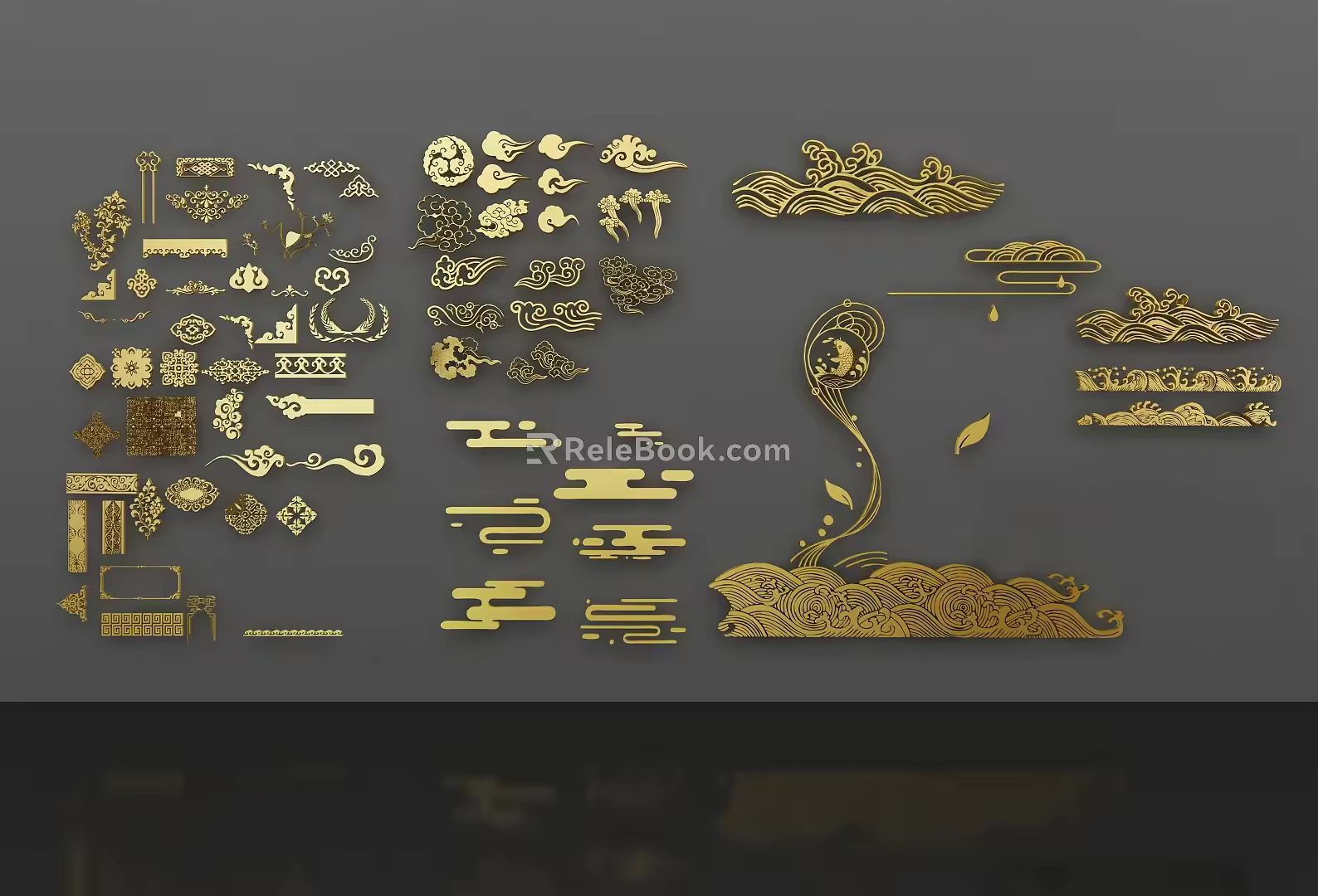 Chinese carved ancient elements 3d model
