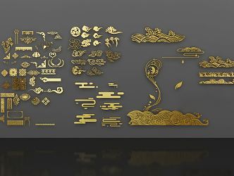 Chinese carved ancient elements 3d model