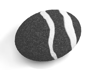 Oval Black Stone With White Stripes And Natural Wood Texture Design 3d model