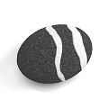 Oval Black Stone With White Stripes And Natural Wood Texture Design