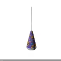 Purple Party Hat With Colorful Patterns And White Base On Long Thin String