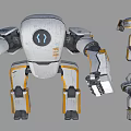 Industrial Style Robot 3D Model With White Yellow Details And Multi Angle Views 3d model
