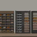 Wooden And Black Wine Cabinet With Shelves For Wine Bottles Storage