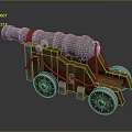 Vintage Cannon Model With Metal Barrel Wooden Carriage And Wheels Design