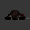 Futuristic Sci-Fi Spaceship With Red Silver Color Scheme Wing Structure And Round Cockpit