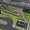Modern Urban Commercial Street With Tall Buildings Pedestrian Walkways And Transport Links