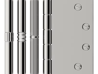 Stainless Steel Hinges And Metal Rods With Screw Holes For Furniture Construction 3d model