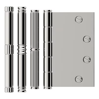 Stainless Steel Hinges And Metal Rods With Screw Holes For Furniture Construction 3d model