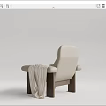 Cozy Modern Single Sofa With Light Upholstery Wooden Legs And Striped Throw Blanket