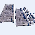 Natural Stone Stepping Stones With Irregular Blocks For Garden Path Design 3d model