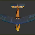 Vintage Biplane Model With Orange Fuselage Blue Wings And Green White Red Tail Stripes F-HOGA