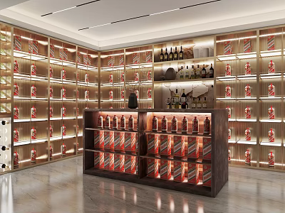 Well Lit Spacious Tobacco And Alcohol Store Interior With Shelves Displaying Various Products 3d model