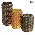 Elegant Modern Glass Ornament Set With Gold Silver Amber Cylindrical Bubble Design
