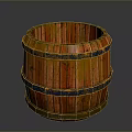 Wooden Barrel With Orange And Red Stripes Black Hoops And Textured Surface On Dark Background