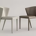 Two Light Gray And Dark Brown Leather Dining Chairs With Modern Curved Backrest 3d model