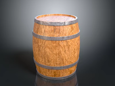 Traditional Wooden Barrel With Solid Construction Natural Wood Texture And Metal Hoops 3d model