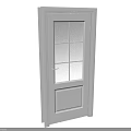 Contemporary White Swing Door With Glass Panel Sections And Wooden Frame Design