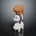 Stacked Cartoon Animal Characters Brown Bear Panda And White For Game Film
