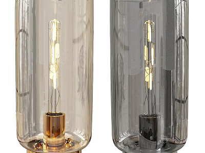 Modern Minimalist Table Lamp With Transparent Glass Shade Vintage Bulb And Gold Black Base 3d model