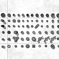 Various Metal Hardware Tools Parts Including Screws Nuts Washers And Wrenches Arranged On Gray Background