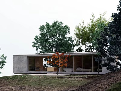 Modern single-family villa landscape 3d model