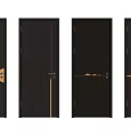 Black Modern Swing Doors With Gold Accents And Various Design Details