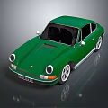 Green Classic Sports Car With Retro Design White Wheels And Black Windows