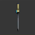 Fantasy Sword With Golden Hilt Blue Gemstone And Silver Blade Design