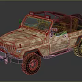 Camouflage Utility Vehicle With Open Top Roof Rack Brown Seats And Off Road Tires