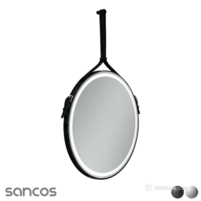 Daily Washing Essentials Round Hanging Mirror with Black Frame for Bathroom Use 3d model 